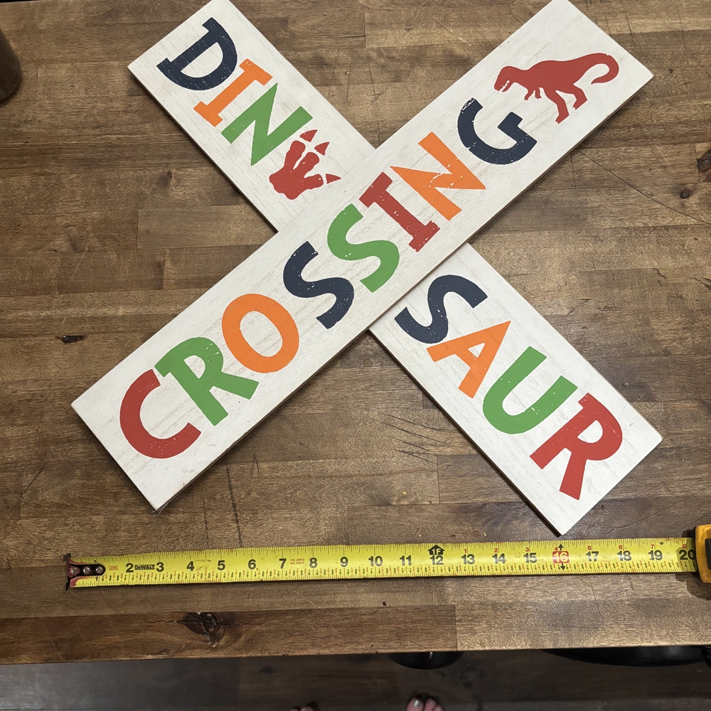 Dinosaur Crossing Sign - Multicolor
